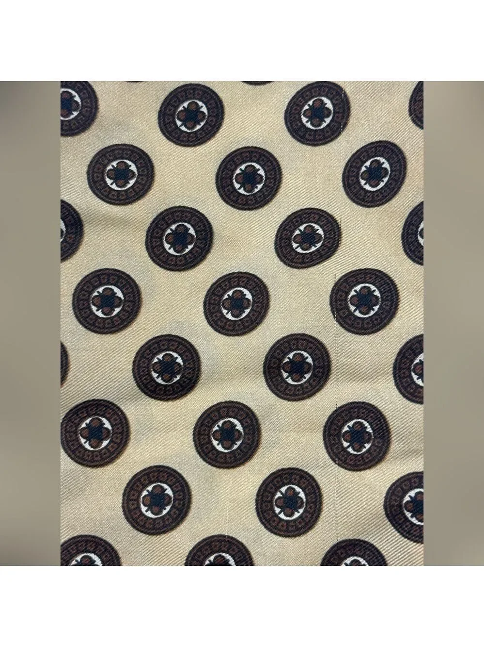 Echo Scarf Vintage Brown Tan Geometric Print Hand Rolled